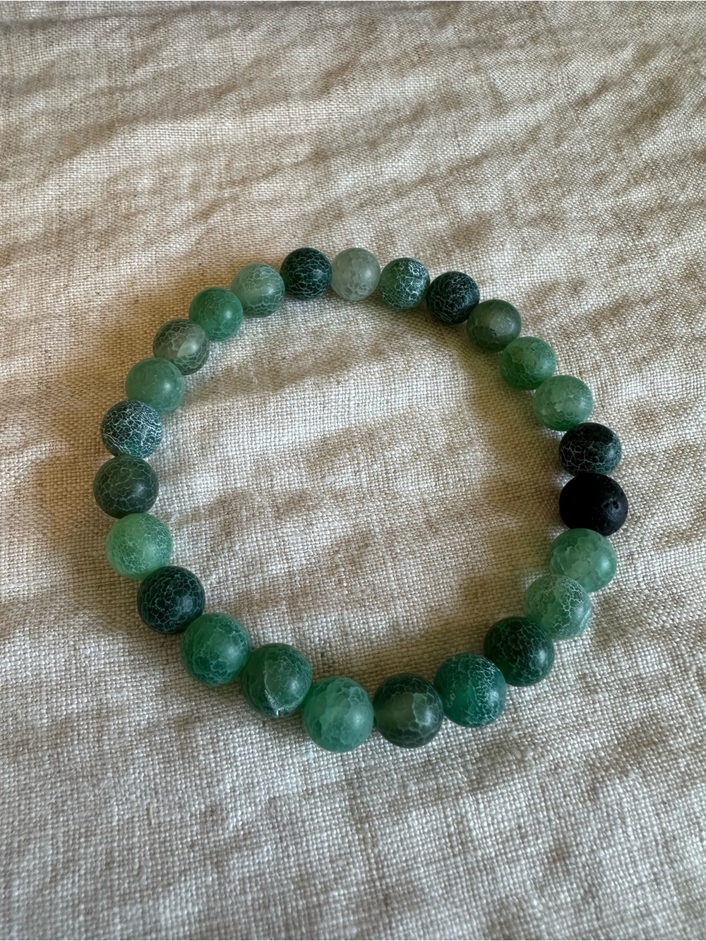 Green Agate Beaded Stretch Bracelet